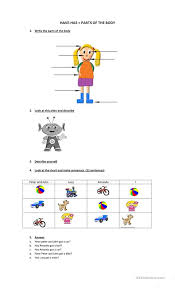 Have Has Parts Of The Body English Esl Worksheets