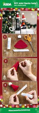 Plain santa hat, big silk flower, and sparkly leaves berries etc. Diy Mini Santa Hats Diy Christmas Ornaments Christmas Ornament Crafts Xmas Crafts