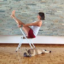 Chair Yoga Poses Boat Pose Using A Metal Folding Chair Desk Yoga Travel Yoga Ad Yogachair Boatpose Abs Chair Pose Yoga Iyengar Yoga Chair Yoga