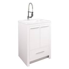 Most laundry sink cabinets are 30 inches wide, 24 inches deep and 34 1/2. Nou Living By Foremost Hamburg 25 In Laundry Vanity Combo With Acrylic Sink And Faucet Lowe S Canada Vanity Combos Acrylic Sinks Faucet