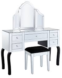 Vasagle modern dressing table, makeup table with 1 stool, 360° swivel mirror, 5 drawers, removable makeup tray, for bedroom, white and natural colour rdt25k. 5 Draw Dressing Table Stool Mirror Package Flat Edge