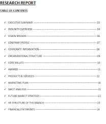 Research Report Table Of Contents Template Free Report Templates Table Of Contents Template Research Outline Contents Page Template