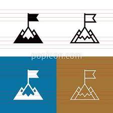 Mountain Peak With Flag Icon Set Flag Icon Icon Set Icon