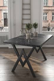 Mobildeco Derin Siyah Mermer Gorunumlu Yemek Masasi Mutfak Masasi Trendyol