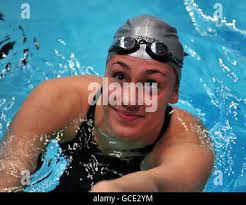 Womens 200m Backstroke heat at Sheffield ,were Jo Deakins of the city of  Coventry won the final in 15.72sec Stock Photo
