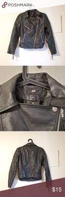H M Leather Biker Jacket H M Leather Jacket Size 4 Color Black Condition Used Leather Peeling Off In Collar Material Shell 100 Vis