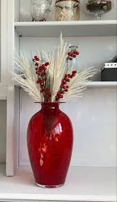 Large Red Pleated Glass Barrel Vase 40cm Tablescape Ideas By Solavia Glass Flower Vases Vase Handblown Glassware