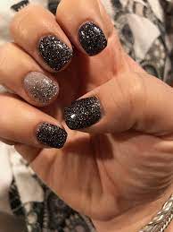 Black Silver Glitter Ombre New Year S Nails Gel Powder Dip Dipped Nails Silver Nails New Year S Nails