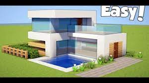 سلسلة بناء بيوت ماين كرافت كيف بناء بيت مودرن سهل جدا ماين كرافت youtube