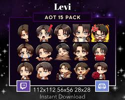 Attack On Titan Levi 15 EMOTE PACK for Twitch, Discord, Youtube, Stream,  Lurk, Rage, Wow, Chill, Rose, Flower, 200iq , Cozy, Hype, Love, cry