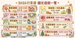 【2026行事曆(民國115年)】1張表秒懂國定假日,9個連假,農民曆115 ...