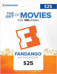 Card is redeemable only for purchase of movie tickets and associated convenience fees or purchase or rental of content on fandango.com, fandangonow.com. Fandango Gift Card 25 Gift Cards Amazon Com