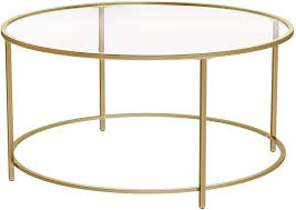 The material of glass coffee table is thick tempered glass, which will last longer. Vasagle Round Coffee Table Glass Table With Golden Steel Frame Living Room Table Sofa Table Robust Tempered Glass Stable Decorative Gold Lgt21g Amazon Co Uk Kitchen Home