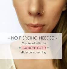 14k Rose Gold Faux Nose Ring Medium Delicate Rose Gold Fake Etsy Faux Nose Ring Nose Ring Pink Gold Jewelry