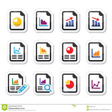 Document With Pie Chart Graph Labels Set Stock Vector