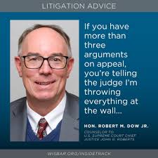 The Hon. Robert M. Dow Jr., appointed Counselor to U.S. Supreme Court Chief  Justice John G. Roberts, recently provided practical litigation advice at  the U.W. Law School Thomas E. Fairchild Lecture. ✨Link