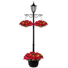 Pole poles light street solar lights pole used or new solar street with pole lighting poles for light. Sunray Cresmont Solar Lamp Post And Planter With Hanger Black Single Head Walmart Com Walmart Com