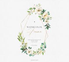 Rose gold flower, floral design, painting, watercolor painting, golden flowers, golddipped roses, plant, pedicel png. Floral Frame Clip Art Watercolor Flowers Geometric Gold Etsy Frame Clipart Wedding Clipart Clip Art