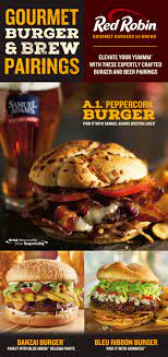 Elevate Your Yummm With These Expertly Crafted Burger And Beer Pairings A 1 Peppercorn Samuel Adams Boston Lager Banzai Food Gourmet Burgers Craft Burger