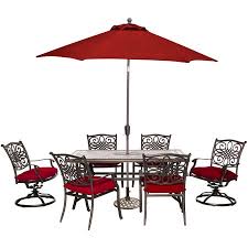 Wayfair.com has been visited by 1m+ users in the past month Best Selling Hanover Monaco 7 Piece Patio Dining Set In Red With 4 Chairs 2 Swivel Rockers 40 X 68 Tile Top Table 9 Ft Umbrella And Stand Accuweather Shop