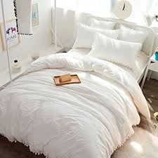 Do you think off white duvet cover seems great? Amazon Com Meaning4 Pom Poms Fringe Cotton Duvet Cover White Twin Size 68 X 90inches Home Kitchen Best Duvet Covers Ivory Duvet Cover Duvet Covers
