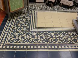 Handmade Encaustic Tiles Blue And Cream Floor 1001 Db Plain Tile 2204 Db Bw Diamond Border 6010 Db Bw Circle Pattern 3002 Encaustic Tile Flooring Tiles