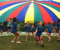 My 5th graders are working together to play some parachute games! Giant Multi Colored Parachute