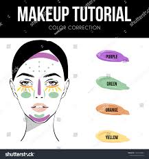 Makeup Tutorial How Use Color Correcting Stock Vector