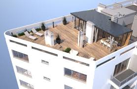 Amenagement D Un Toit Terrasse Avec Surelevation A Ossature Bois Rendu1 Jpg Toiture Terrasse Terrasse Toit