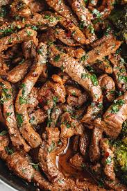 Steak kebabs are the one of the tastiest summertime dinners! Lemon Garlic Butter Steak And Broccoli Skillet Recipe Meat Recipes Recipes Skillet Dinner Recipes