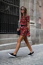 How To Take Black Sneakers To The Next Level Glam Radar Stylish Spring Outfit Fashion Dress With Sneakers