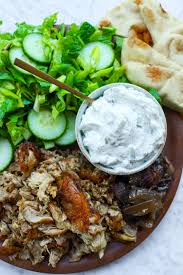 How to make chicken shawarma · 1.in a glass baking dish, mix together the malt vinegar, 1/4 cup yogurt, vegetable oil, mixed spice, cardamom, salt and pepper. Slow Cooker Chicken Shawarma Platter