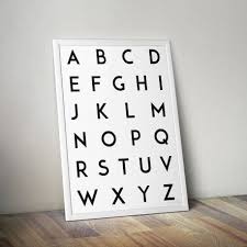 The free printable stencils are in a block font and include all the alphabet letters a through z, numbers 1 though 9, and of course punctuation. Alphabet Poster Black On White A3 Alphabet Poster Alphabet Posters Printable Free Printable Wall Art