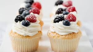 I made up a pretty dessert with. Angel Food Cupcakes With Whipped Cream And Berries Bettycrocker Com