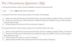 Image result for Three Incontinence Questions