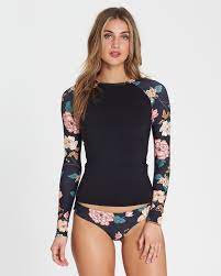 Linger On Long Sleeve Rashguard 828570221317 Billabong Swim Shirts For Women Long Sleeve Swimwear Long Sleeve Rashguard