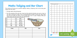 Smartie Maths Tallying And Bar Chart Worksheet Worksheet