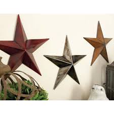 Litton Lane White Red And Orange Iron Barn Star Wall Sculptures Set Of 3 75631 The Home Depot In 2021 Stars Wall Decor Rustic Wall Art Iron Wall Art