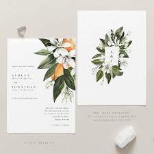 Orange Citrus Florida Wedding Invitation Ashlynn Kartu Undangan Pernikahan Kartu Pernikahan Desain Kartu Undangan