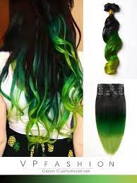 Black To Green Mermaid Colorful Ombre Indian Remy Clip In Hair Extensions Cs021 Green Hair Ombre Human Hair Extensions Ombre Hair Extensions