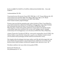 Berisi contoh kata sambutan ketua panitia seminar pada pembukaan acara, sambutan ketua osis, dan kata sambutan perpisahan sekolah. Contoh Laporan Ketua Panitia Halal Bihalal Kumpulan Contoh Laporan