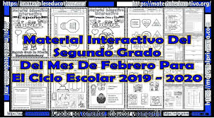 ¡hoy comparto contigo un libro de actividades de aprendizaje para preescolar! Material Interactivo Del Segundo Grado Del Mes De Febrero Del Ciclo Escolar 2019 2020 Material Educativo