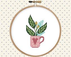 • now you can see your.pdf pattern on the screen in your browser, download it, or have it emailed to you. Easy Cross Stitch Pattern Pdf Plant Counted Cross Stitch For Etsy Kanavice Ornekleri Kanavice Tasarimlari Elde Nakis