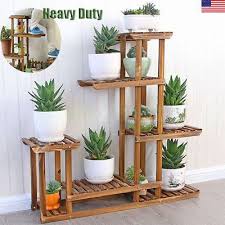 Wooden Plant Flower Stand Shelves Garden Planter 5 Tier Pot Display Rack Holder Bancas De Flores Flores Internas Ideias