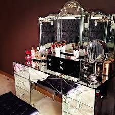 Black And Gold Makeup Room Vanity 3 Luxury House Home Decoration Decor Desing Interrior Bath Bedroom Livingroom Kitchen Mirror Couch Barbie House Beauty Room Decor Mirrored Furniture