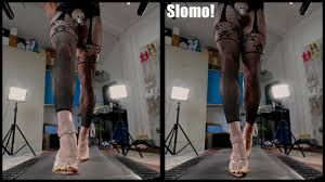 SMOOTH FEMBOY IN PERMANENT CHASTITY WALKING IN HIGH STILLETO HEELS FISHNETS