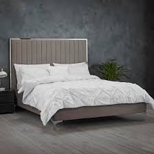 Mad in the usa of imported materials. Berkeley Velvet Upholstered Fabric Bed Frame Mink Grey