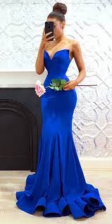 Graceful Satin Sweetheart Neckine Mermaid Prom Dress Blue Evening Dresses Blue Mermaid Prom Dress Sweetheart Prom Dress