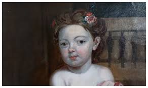 Large 18th Century Oil Portrait Painting of The Daughters of William