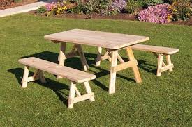 Western Red Cedar 6 Foot Picnic Table With Detached Benches Picnic Table Bench Picnic Table Outdoor Dining Set
